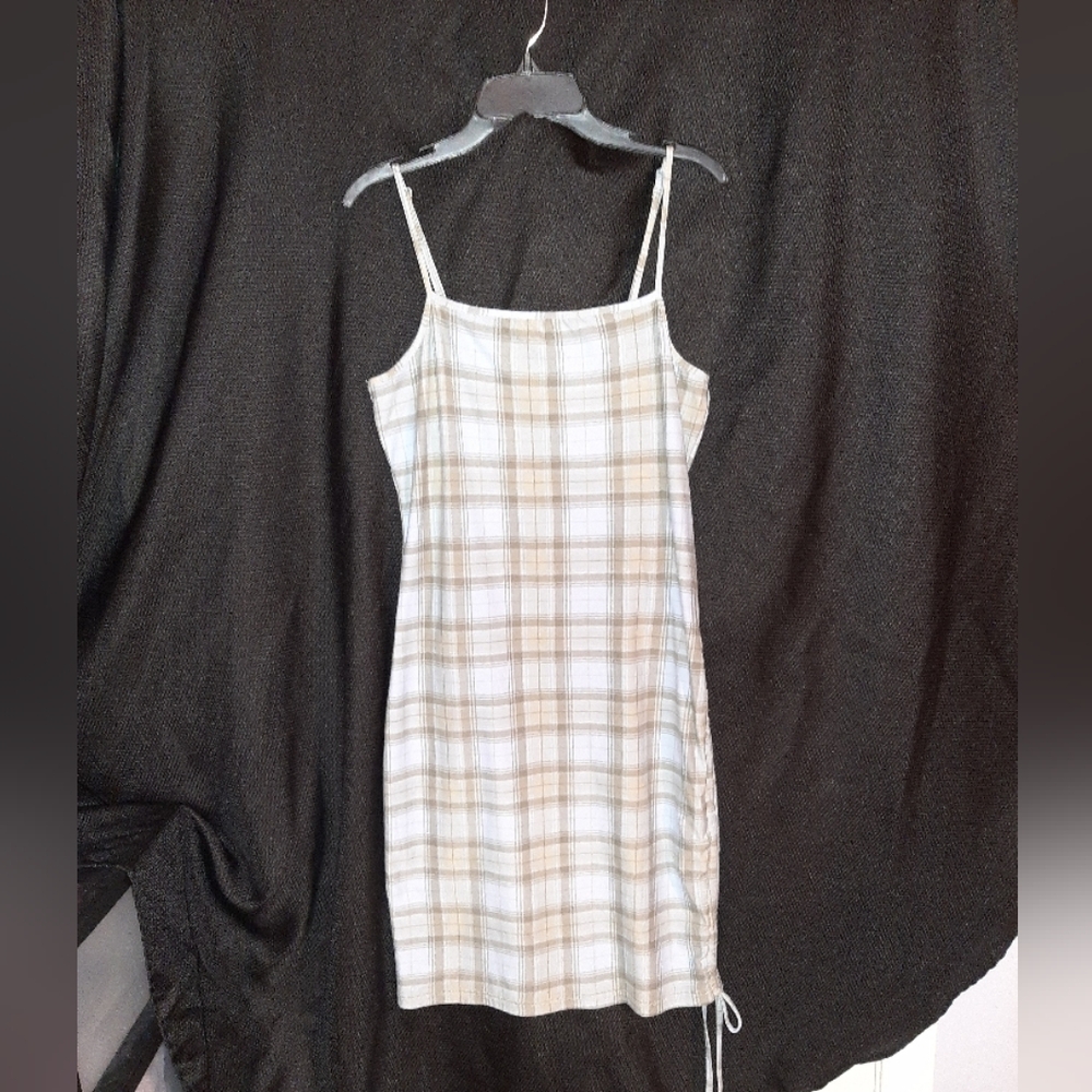 Rue21 blue and green drawstring plaid dress size large